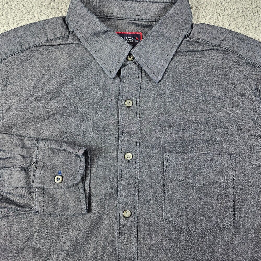 Untuckit Shirt Mens Medium Gray Casablanca Regular Fit Long Sleeve Pocket 01035